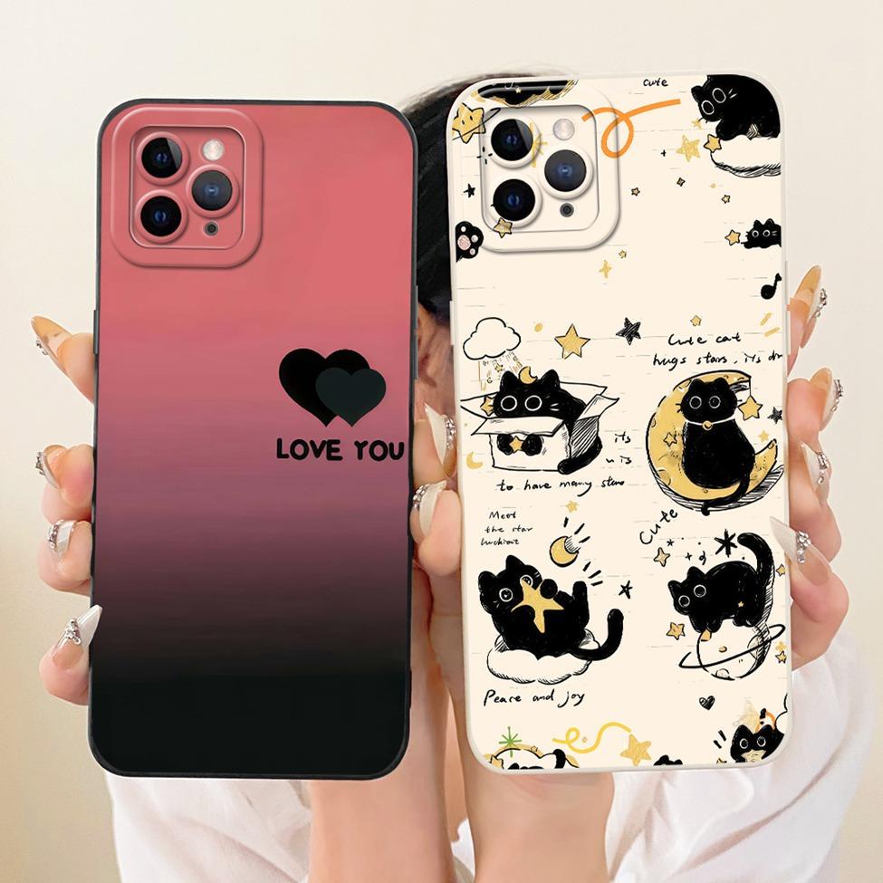 6.5'' Casing For iPhone 11 Pro Max Cover Fashion Cartoon Cute Funny Painted Silicone Phone Case A2218 A2161 A2220