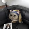 Арт Кошка Милый Чехол на Подушку Летний Дышащий Льняный Органический Ткань Двусторонний Принт Чехол на Подушку Дивана Домашний Декор
