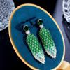 CMM Fringed Marquise Cut Green Cubic Zirconia Long Drop Chunky Luxury Party Earrings for Women