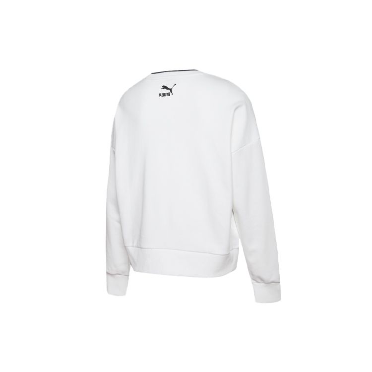 Puma Sport Crew Logo Print Pullover Sweatshirt Women Tops White 598128-02