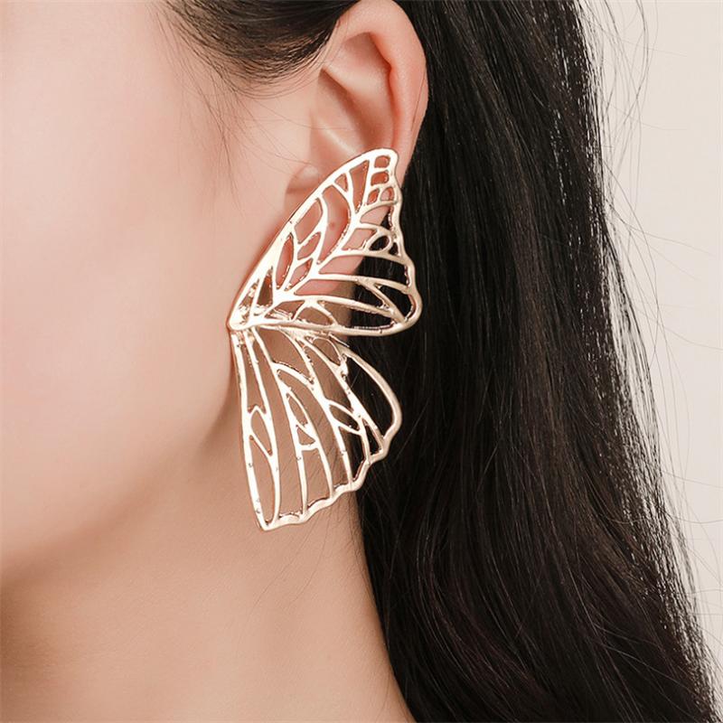 Exaggerated Fashion Hollowed Out Butterfly Wings Stud Earrings for Women Girl Gift Jewelry Wholesale