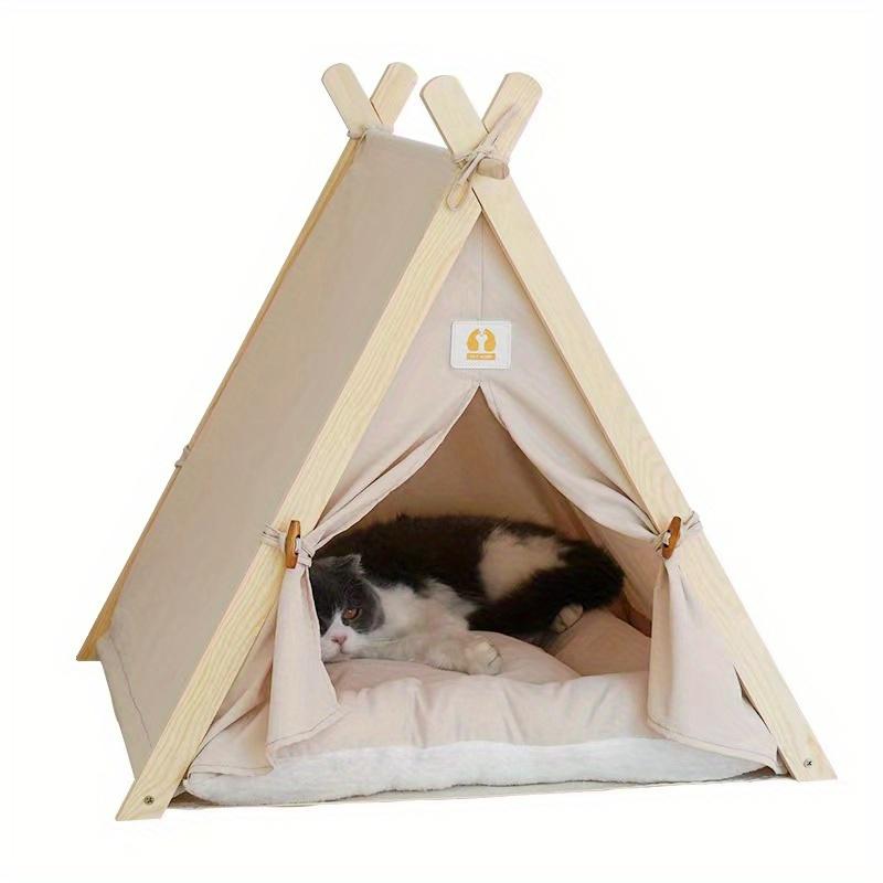 Spoil Your Pet with This Solid Wood Teepee Tent and Removable Canvas Cover.