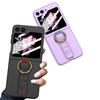 Чехол Ultra Thine Hard PC Phone для Samsung Galaxy Z Flip 6 5 4 с ремешком на запястье, кольцом-держателем, небольшой защитный экран