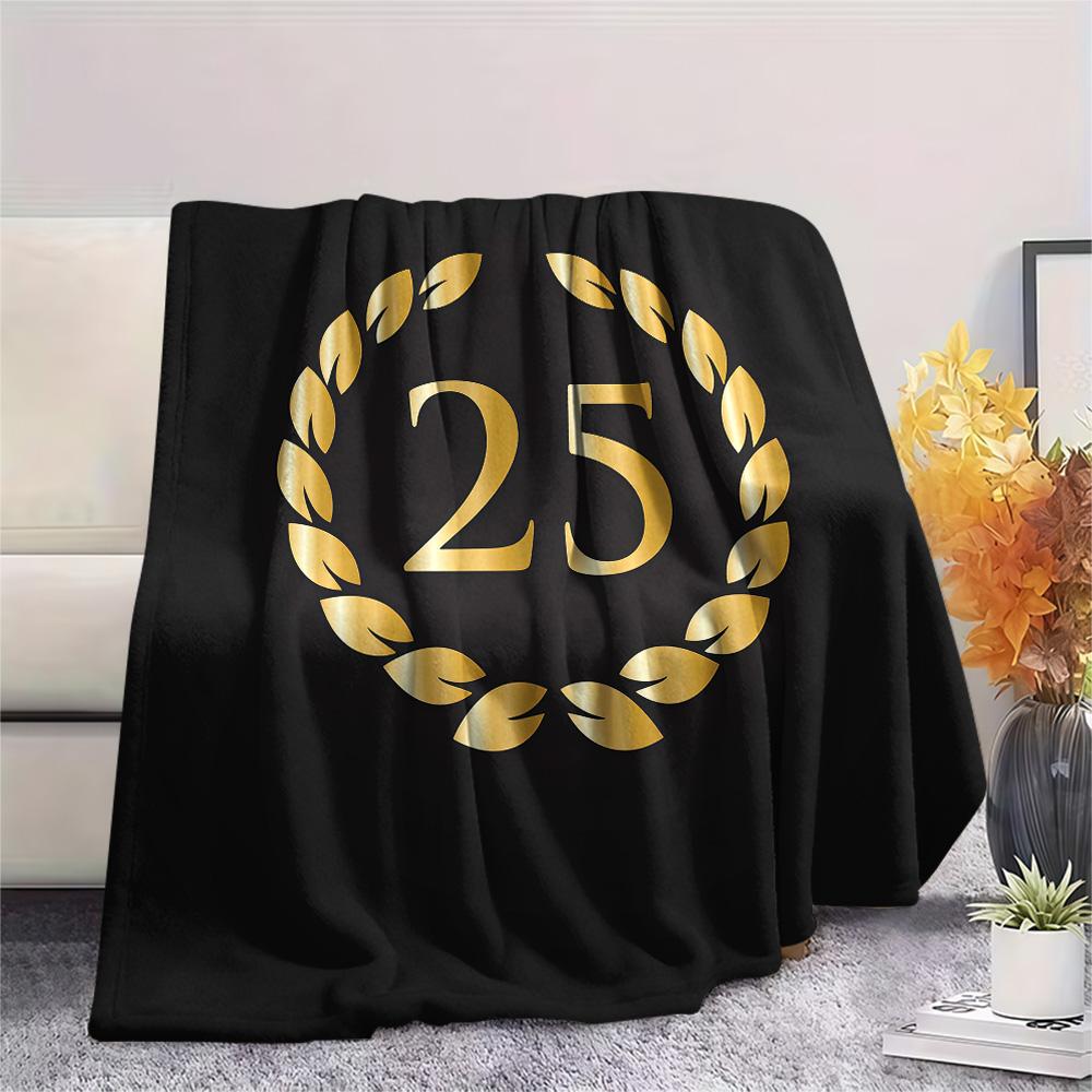 1PC Number 25 Print FlAannel Blanket, High quality Comfortable for All Seasons, Home Decor, Warmth and Comfort