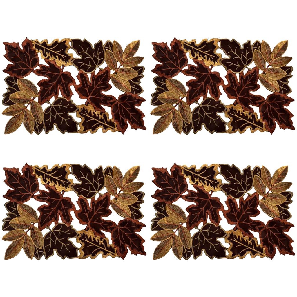 1pcs Autumn Maple Leaf Embroidered Table Runner Rustic Long Table Decoration Placemat for Fall Autumn Harvest Thanksgiving Decor