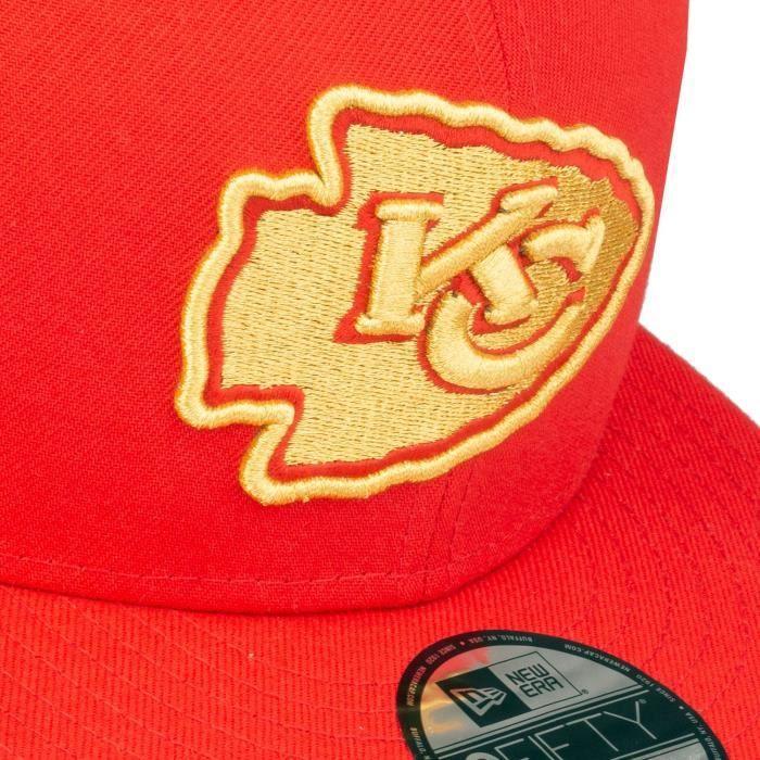 Casquette Snapback - New Era - 9Fifty - Kansas City Chiefs - Rouge Et Or - 100% Polyester