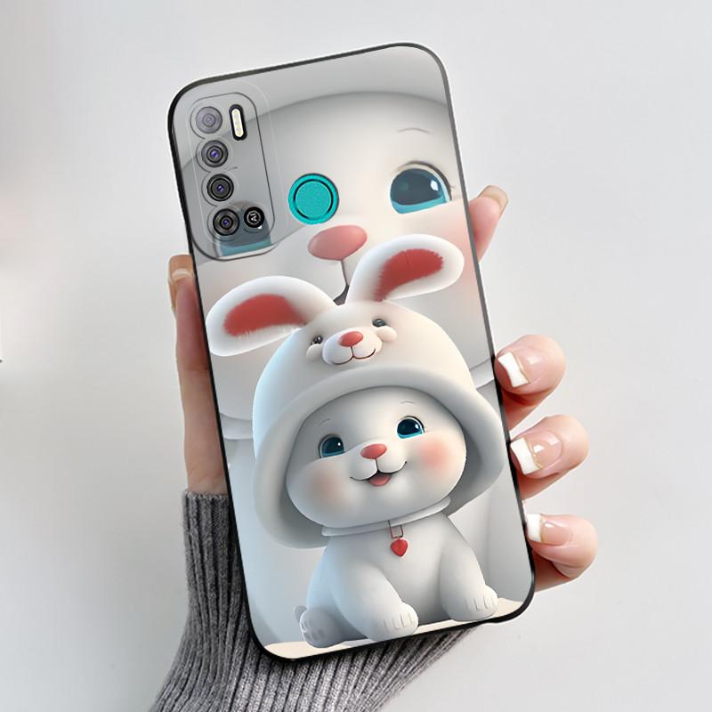 Для Tecno Pouvoir 4 Pouvoir 4 Pro LC7 LC8 Чехол Роскошный Милый Кролик с Сердечками Смешной Чехол для Телефона Черный Силиконовый Защитный Задний Чехол