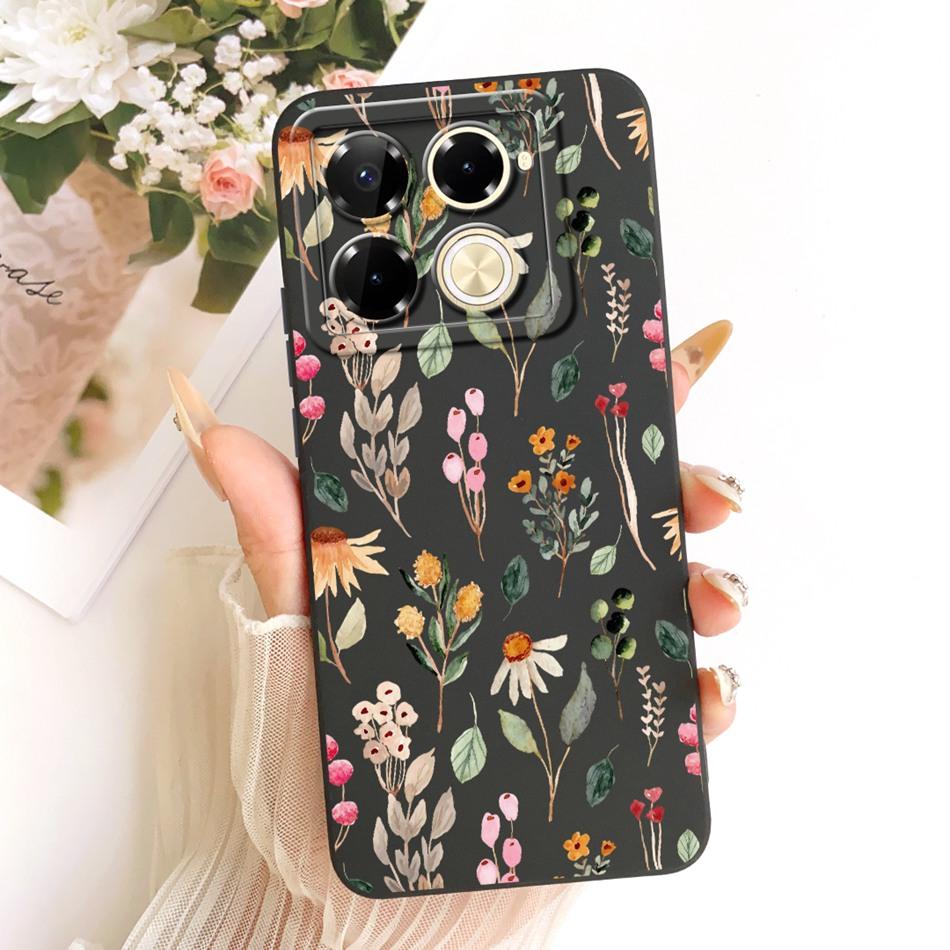For Infinix Note 40 Pro 4G 5G / Note 40 Pro+ / Note40 X6853 Cute Cat Flower Cartoon Phone Case Soft Silicone Cover Bumpers