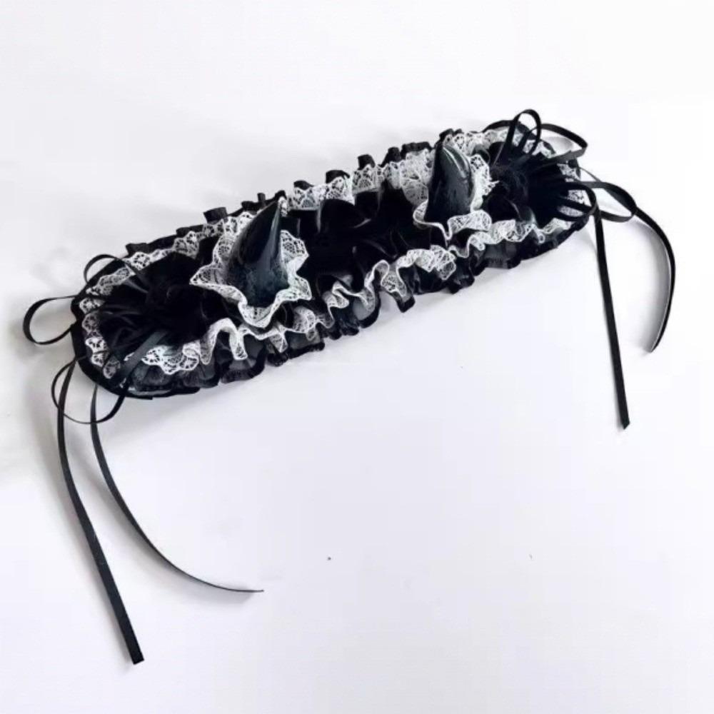 Bow Little Devil Headband Punk Gothic Headwear Lace-up Devil's Corner Hair Band Halloween Party