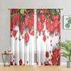 2 Pieces, Red Rose Curtains -30% Blackout - Suitable for Living Room, Bedroom, Valentine's Day Home Decoration