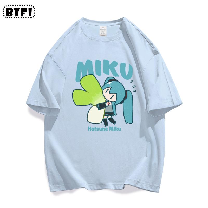 Hatsune Miku Collaborates on Future MIKU Line Style Short Sleeved Pure Cotton Printed New Casual Unisexs and Unisexs Clothing