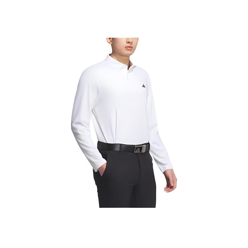 Adidas Golf Series Logo Pattern Outdoor Casual Sports Long Sleeve Polo Shirt Men Polo Shirts White IM7292