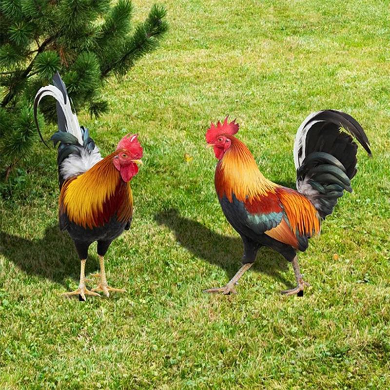 Garden Rooster Statue Chicken Sculpture For Yard Decor Weatherproof Hen Figurine For Patio Backyard Home Outdoor Decoration