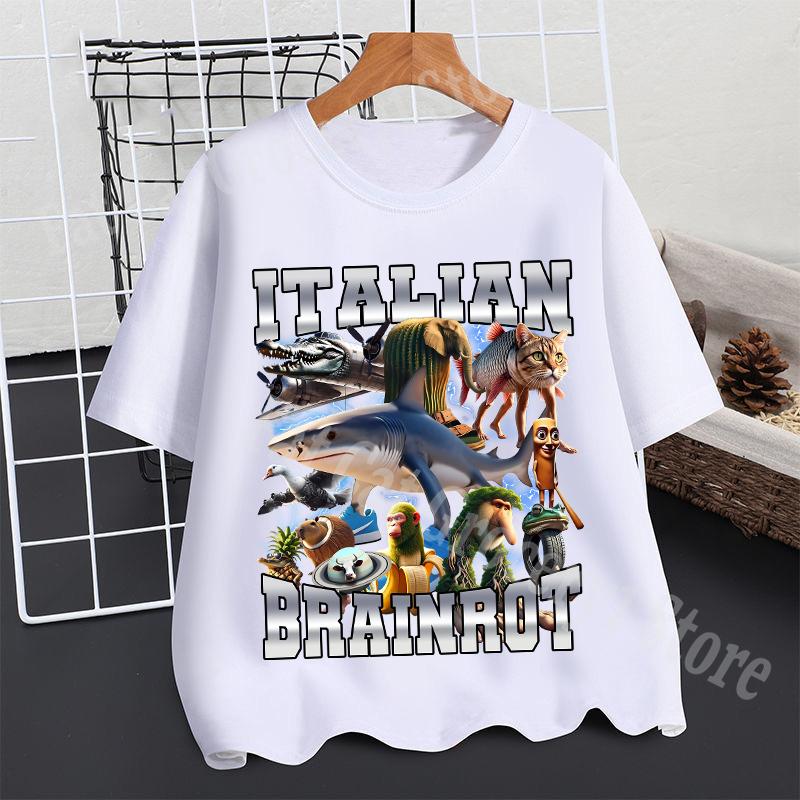 2025 Тралалеро Тралала Футболка Мальчики Лето Тунгтунг Сахур Маразм Короткий Рукав Детская Аниме Фигурки Футболки Топы Детская Одежда Подарок