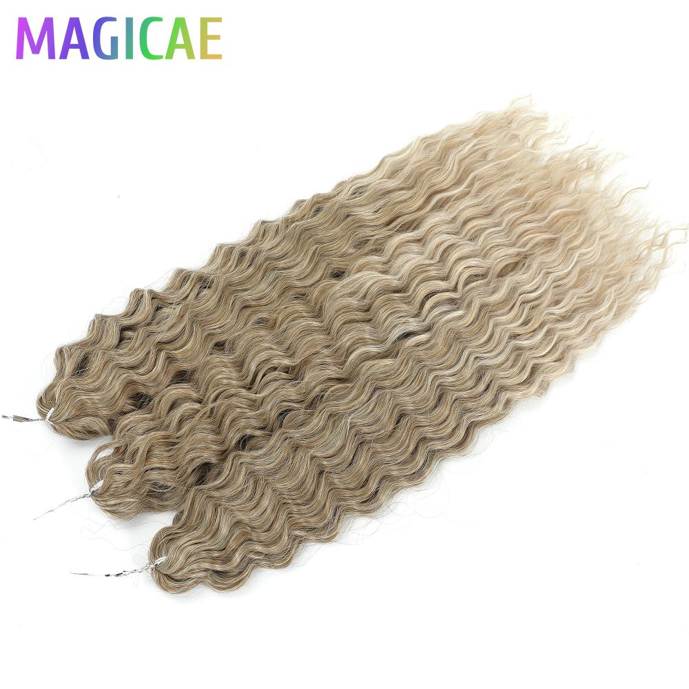 3Pcs 300Grams 22Inches Braids Crochet Orange Ariel Deep Water Wave Bio Synthetic Hair Piano Blond Brown 6# Black 1# Bundles