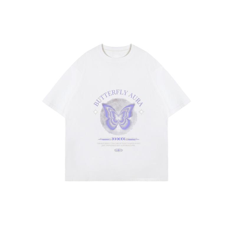 Oversized T-Shirt Black Butterfly Aura Graphic Print With Text Statement Casual Streetwear Fashion Top For Women