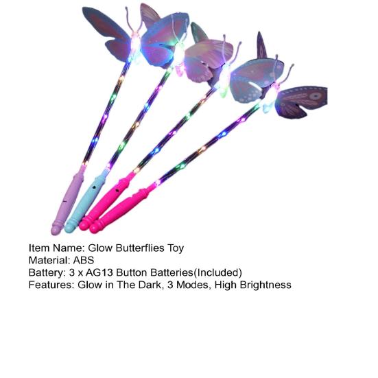 Светящиеся Бабочки Палочка Светящаяся в Темноте 3 Режима Регулируемая Ручная Высокая Яркость Работа от Батареек Цветная Светящаяся Палочка Животное Мигающая Игрушка