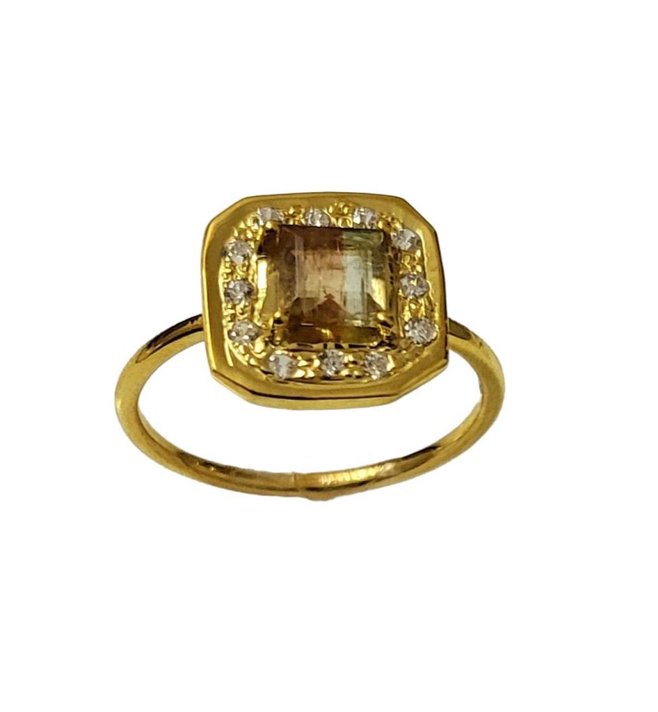 Rare Octo Watermelon Tourmaline Slice Gemstone 925 Sterling Silver Ring Size 7 US,