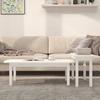  Coffee Table Set, White, 2 Pcs, Solid Pine Wood