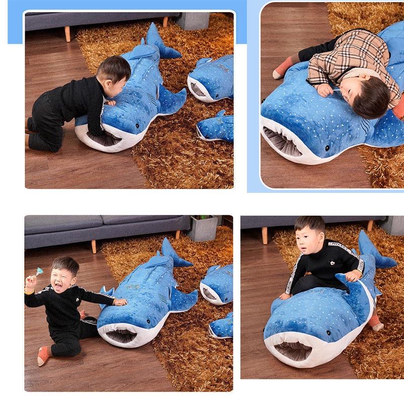 Большая плюшевая игрушка Синий кит Супермягкое чучело животного для детей Мультяшная подушка в виде акулы-кита