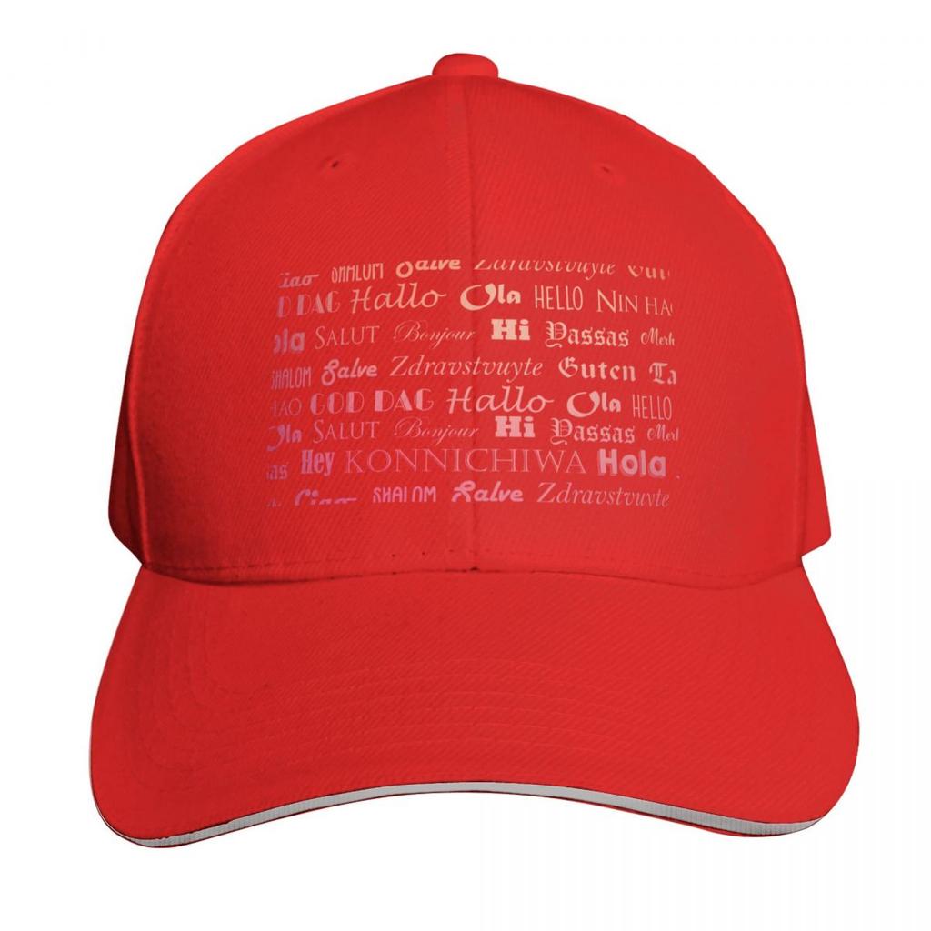 Hello in Multiple Languages Baseball Cap Trucker Hat Funny hats sailor cap for Unisex F Womens Hats Unisexs