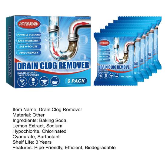 6 шт./кор. средство для удаления засоров, удобное для труб, биоразлагаемое средство для очистки слива раковины, эффективное средство для удаления засоров для волос, противозасоряющийся трубопровод
