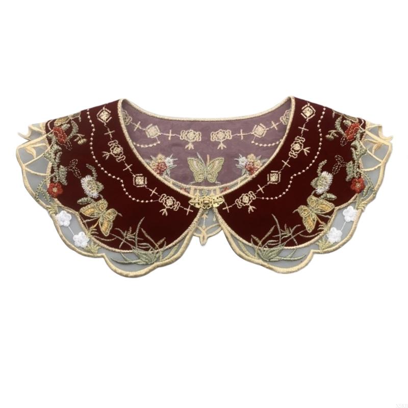 Lace Floral Girls Lapel Decorative Embroidery Collar Flower Ancient Art Traditional Lace Shawl Collar Lapel