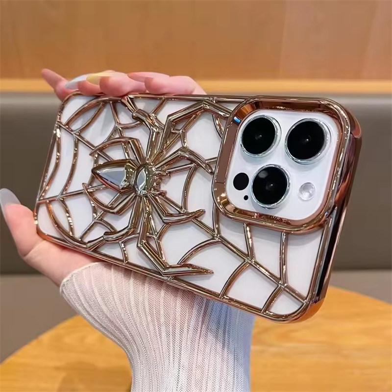 Модный полый чехол-паук для iPhone 16 Pro Max, дышащий чехол для отвода тепла для iPhone 15 Pro 14 13 12 11, мягкая кассета