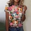 Fashion Women's T-shirt 3D Printed Kawaii Cat Pattern Short Sleeved Round Neck Top Summer Outdoor Casual Street Simple Clothing