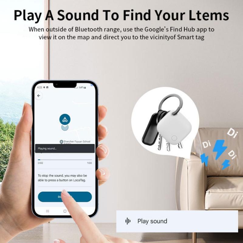 Перезаряжаемый пульт дистанционного поиска трекера Работает с Android Google Find Hub Поиск ключей Умная метка для устройств Xiaomi Samsung Локатор