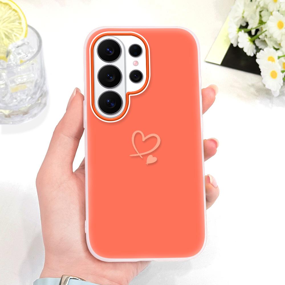 Простой Чехол-Сердечко для Телефона Samsung Galaxy S26 S25 S24 S23 Plus Ultra 5G Конфетного Цвета