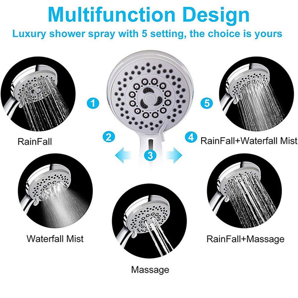 1pc - Fashionable Handheld Shower Head - Five Level Shower Head, Bathroom Accessory, Very Suitable for Home Use