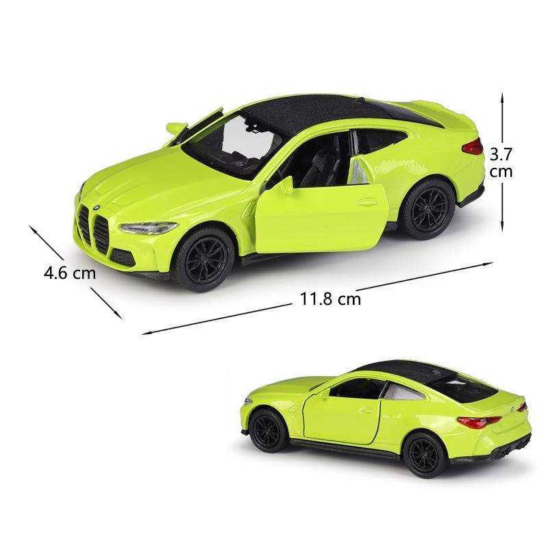 1/36 BMW M4 G82 Sedan Toy Car Model for Children Welly Diecast Metal Vehicle Miniature Pull Back Collection Gift for Boys Kid