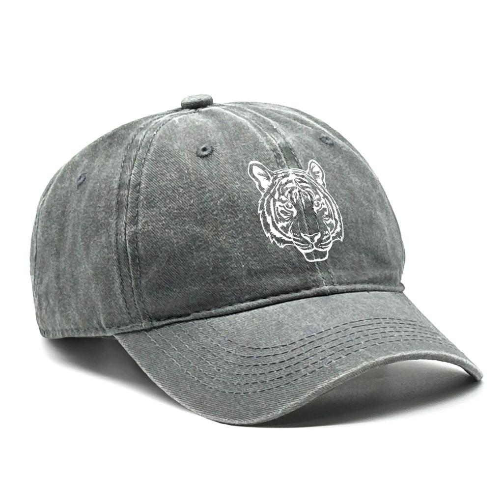 White Tiger Head Print Adjustable Caps Dad Hat Fit Unisex Animals Pattern Snapback Baseball Hat Choice For Outdoor Activities