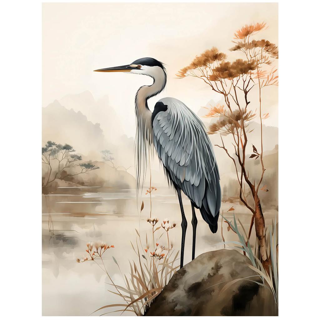 A Walk On the Misty Lake A Walk On the Misty Lake, 40X50 Cm, Gold Aluminum Frame, 230 Gsm Matte Paper