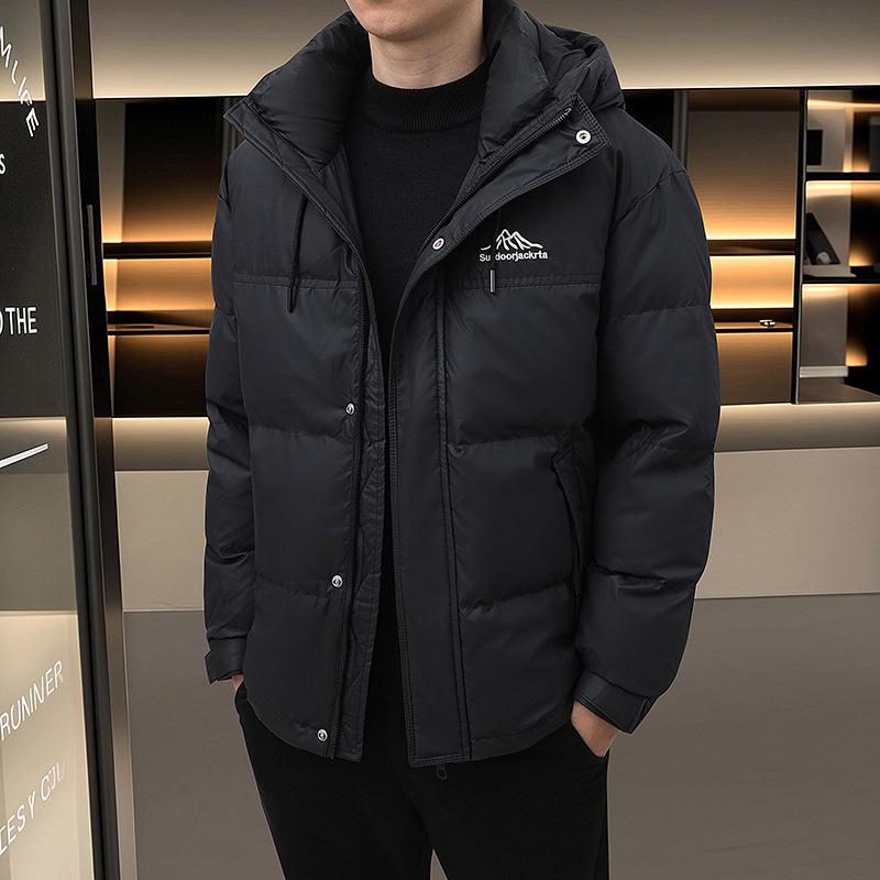 Мужская зимняя модная пуховая куртка с капюшоном 2024: Толстое, теплое, стильное пуховое пальто для мальчиков