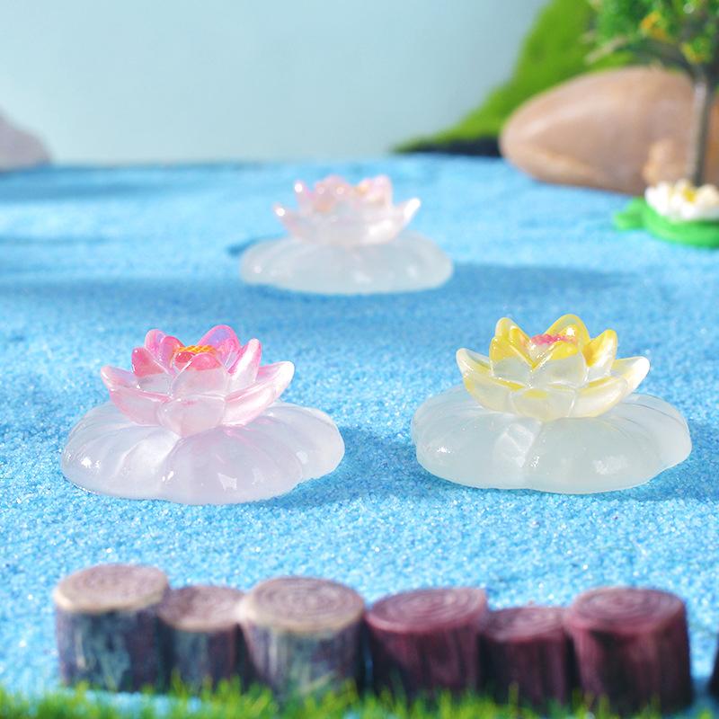 5 шт. мультяшные креативные фигурки цветов лотоса, светящиеся фигурки, украшения, сделай сам, ландшафт, украшения для дома, аксессуары, подарки