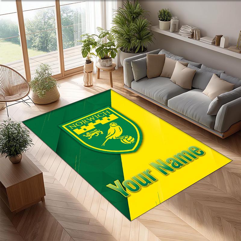 Norwich City Printed Crystal Velvet Rug Non‑Slip Crystal Velvet Carpet For Sofa Bedroom Indoor Home Decoration