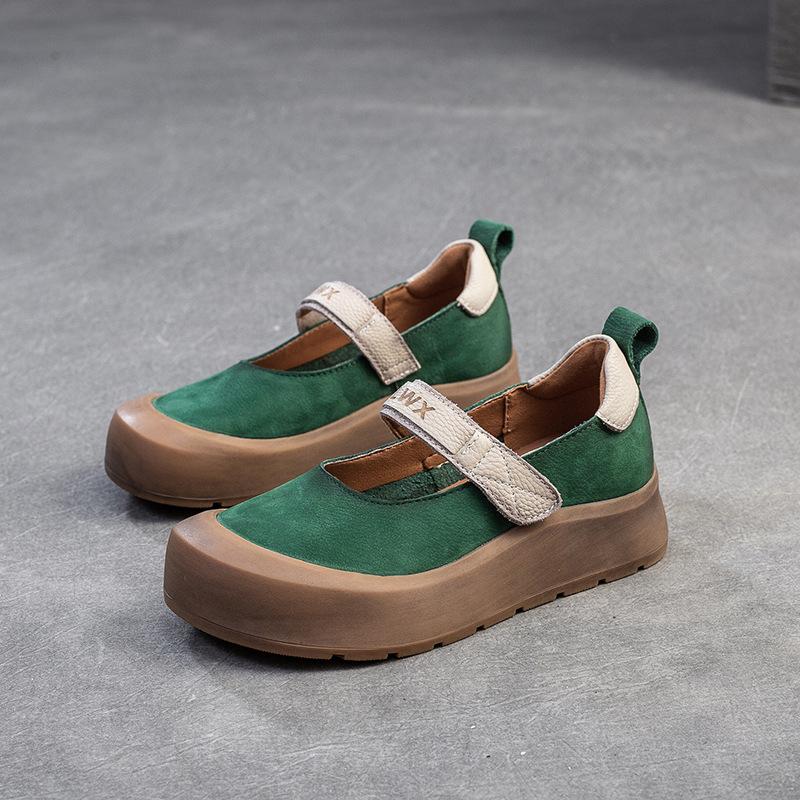 Johnature Повседневная обувь на толстой подошве с круглым носком из натуральной кожи, удобная женская обувь на плоской платформе