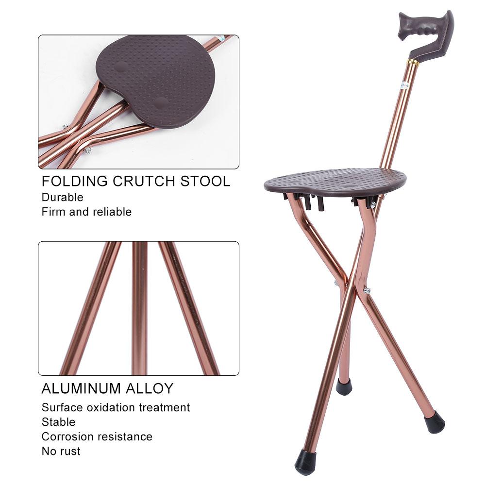 Three Legged Elderly Non‑Slip Cane Stool Folding Outdoor Retractable Walking Stick Chair