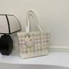 Large Capacity Fresh Plaid Tote Bag Women's New Niche Leisure Shoulder Bag Commuter Class Bag