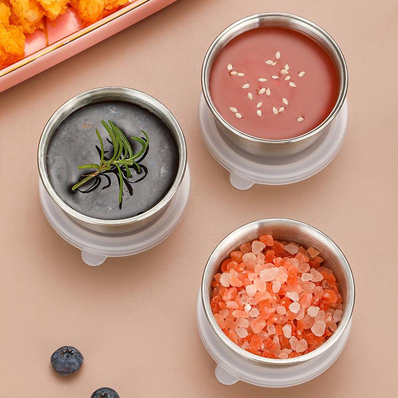 1/6 шт. 40 мл контейнер для заправки салата соусницы портативные небольшие чашки из нержавеющей стали для соуса с герметичными крышками чашки для макания