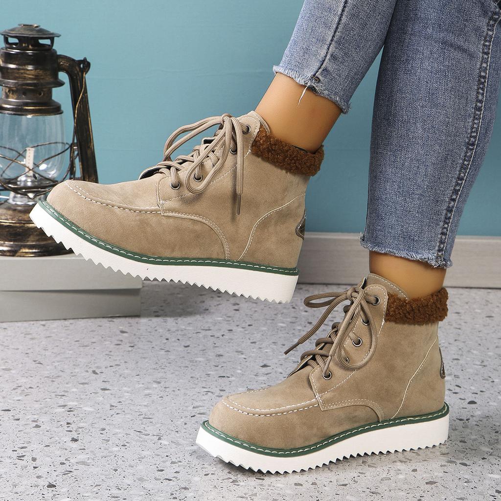 Fashion Women Flats Boots 2024 New Winter Fashion Casual Shoes for Women Low Heels Round Toe Solid Color Plus Size Zapatos De Mujer