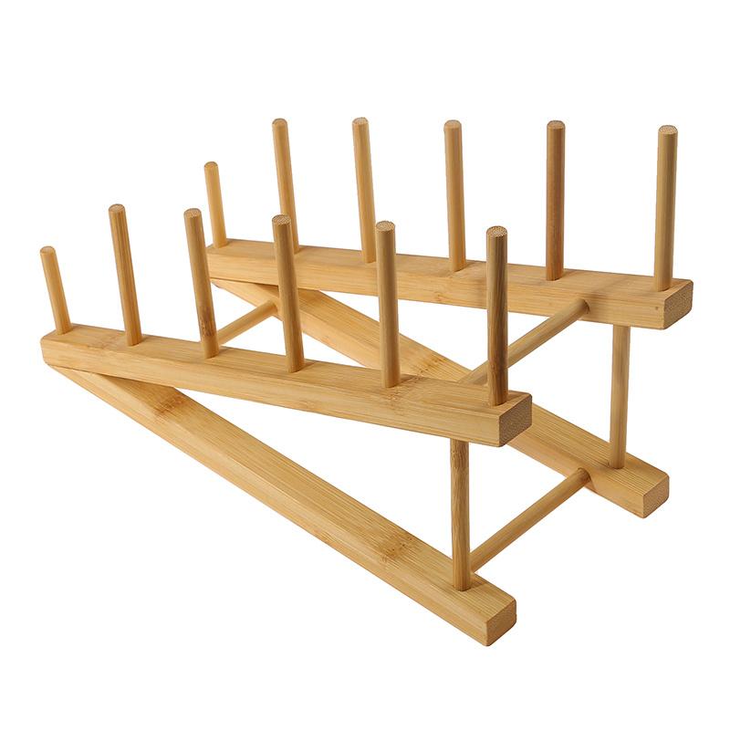 Кухонные принадлежности Кухонное хранение Бамбуковая сушилка для посуды Сушилка для посуды Держатель для хранения Чаша Полка для посуды 2023