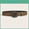 Retro Style Petal Leather Waist Belt Alloy Buckle Streetwear Decoration Look