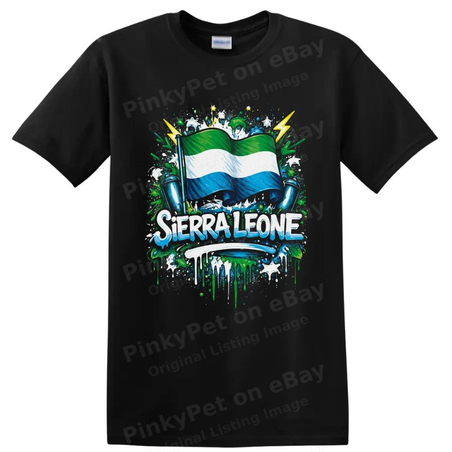Sierra Leone Flag T Shirt Graffiti Paint Splatter Boxing Gloves Pride Art Tee