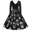 Women New Halloween   Print Dress Round Neck Zipper Party Dress