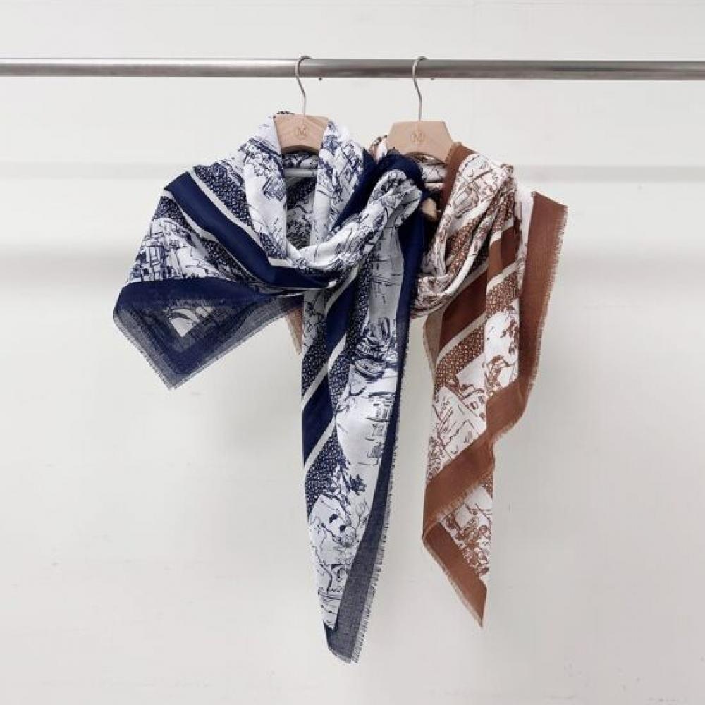 Mizqz Big Size Watercolor Pattern Square Scarf