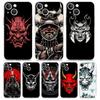Luxury Transparent Phone Case For iPhone 15 14 13 12 11 Pro Max XS X XR 7 8 Plus Soft Clear Shockproof Cover Samurai Oni Mask