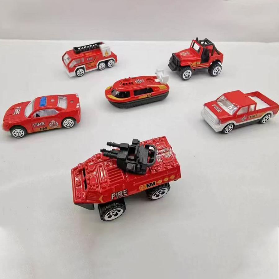 Mini Compact Fire Truck Model Vehicle Exquisite Alloy Car Set Series Desktop Collection Ornaments Children'S Holiday Toy Gifts